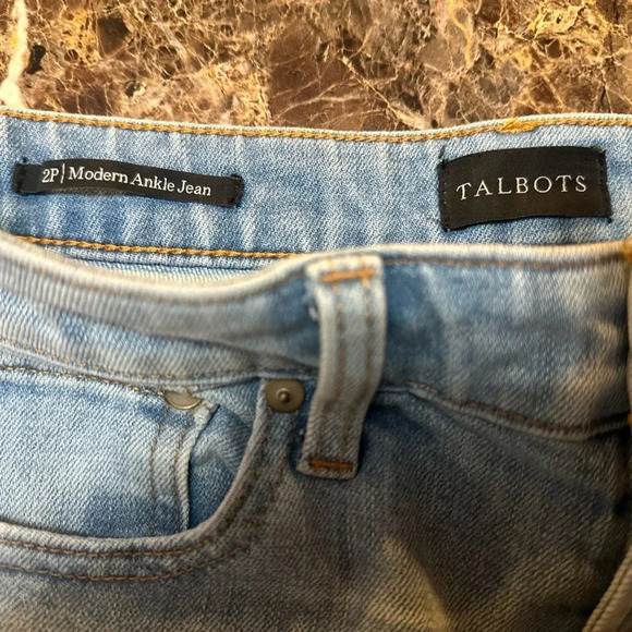 Women’s TALBOTS  Modern Ankle Jean‎ Pink White Stripe. Size 2P. - Picture 7 of 9